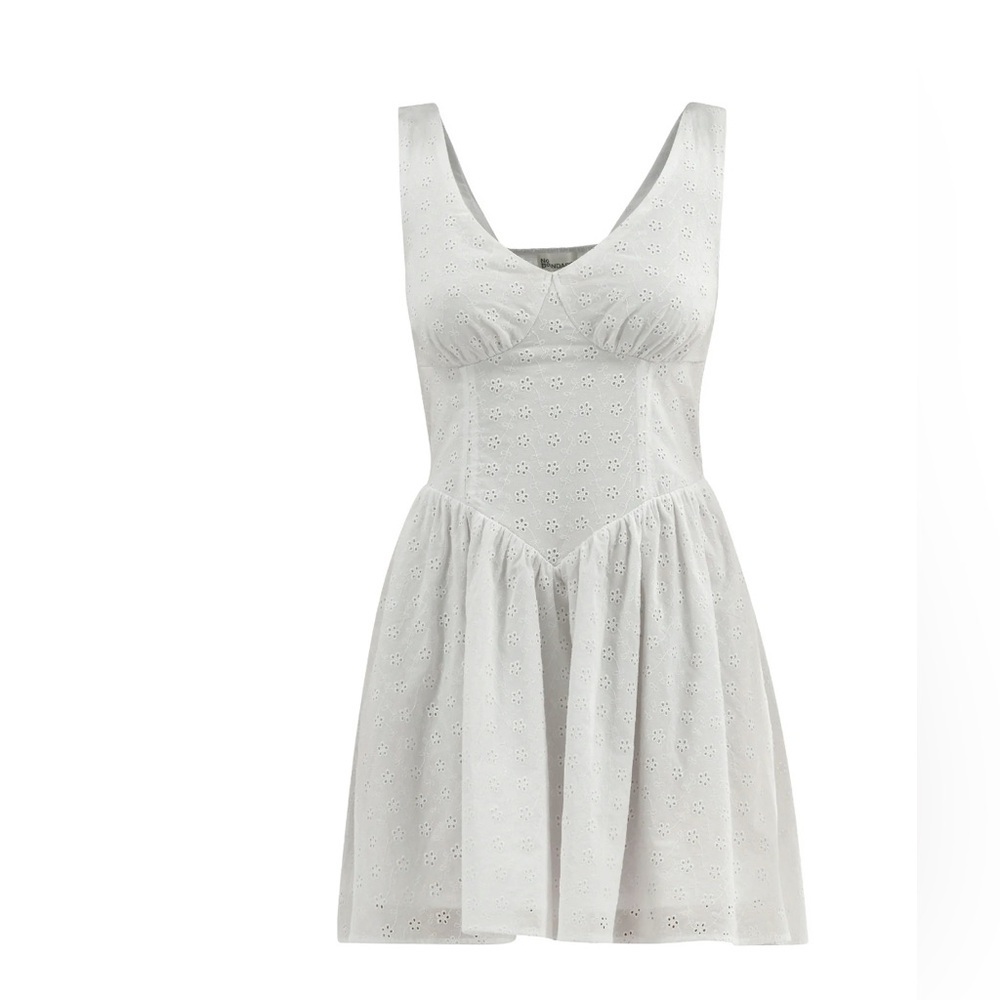 NO BOUNDARIES CORSET WAIST FLARE EYELET WHITE DRESS XXL (20) NEW